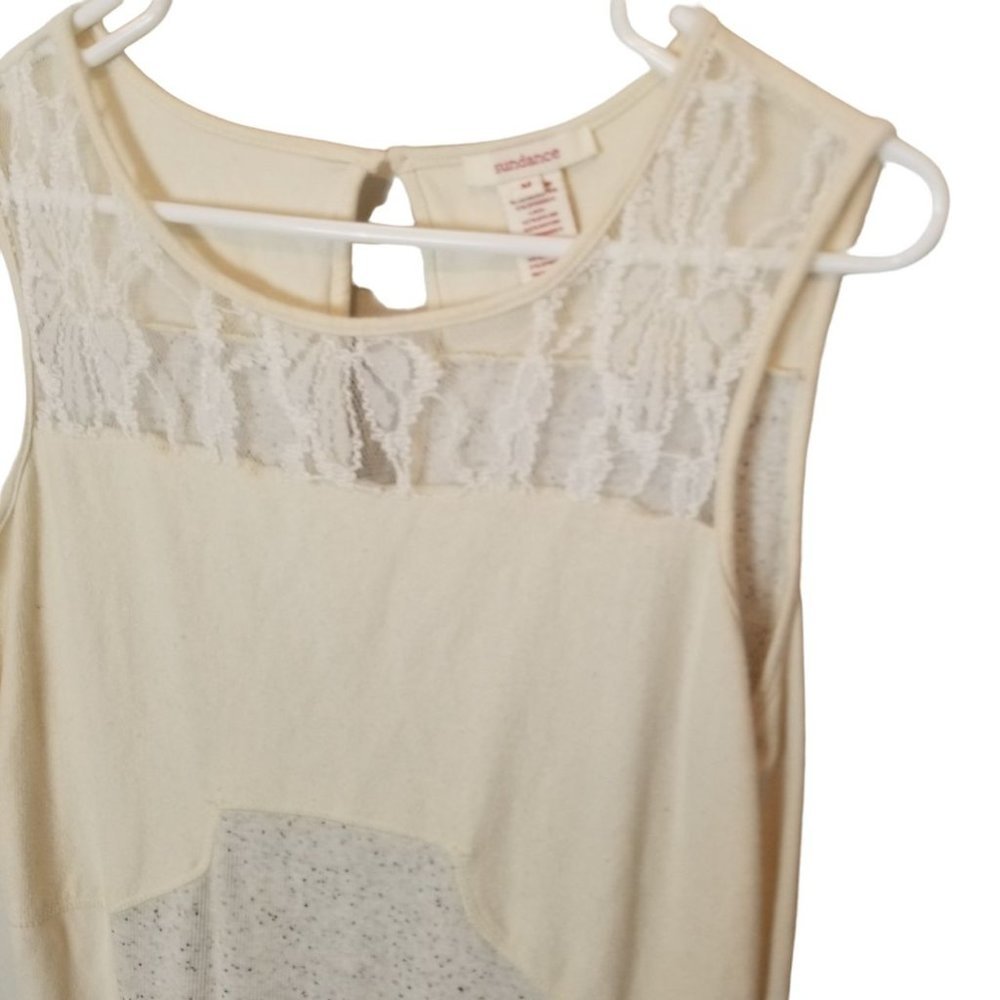 Sundance Womens M Ivory French Terry Knit Lace Sle - Picture 5 of 9